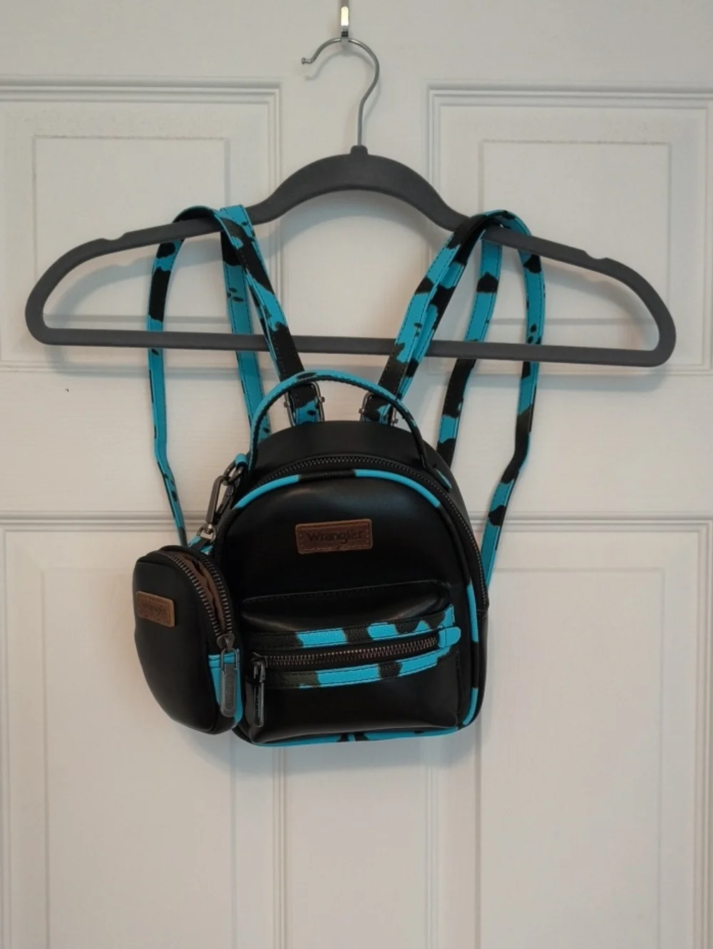 Wrangler Black and Turquoise Mini Backpack with Accent Straps